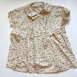 Rachel Riley , girls Cream and Patterned Blouse, size 10